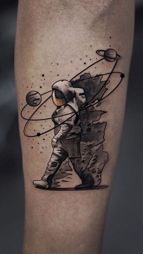 Space Arm Tattoo, Space Tattoo Sleeve, Tiger Tattoo Sleeve, Rocket Tattoo, Half Sleeve Tattoos Forearm, Brain Tattoo, Astronaut Tattoo, Animal Tattoo Ideas, Planet Tattoos