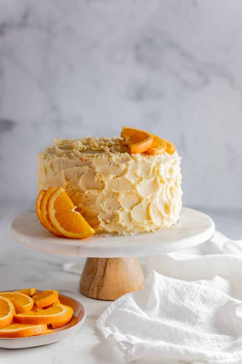 Orange Creamsicle Cake - Boston Girl Bakes Orange Creamsicle Cake Recipe, Orange Cake Decoration, Orange Creamsicle Cake, Orange Layer Cake, Orange Birthday Cake, Vanilla Layer Cake, Creamsicle Cake, Cake Preparation, Orange Dessert