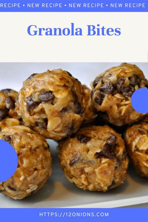 Granola Bites Granola Bites Recipe, Cinnamon Bun Cake, Reuben Casserole, Easy Healthy Snack, Granola Bites, Bun Cake, Quick Healthy Snacks, Apple Dumplings, Honey Oats