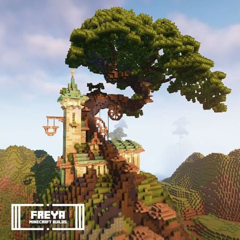 Dallasmed65 Minecraft House, Minecraft Trees Design, Tree House Minecraft, Minecraft Layout, Minecraft Terraforming, Tree Minecraft, Minecraft Treehouses, Minecraft Temple, Minecraft Tree