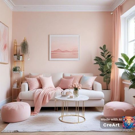 Pale Pink Living Room, Light Pink Living Room, Pink Living Room Walls, Pink Living Room, Room Walls, Living Room Wall, Pale Pink, Dream House, Living Room