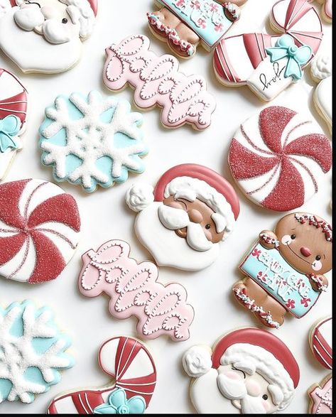 Jessika Eoff on Instagram: "Candy Cane Lane themed set. Peppermint cookie inspired by @hanamade.cookies. ❤️ falala plaque design inspired by @belladonna_cookies ❤️ #cottonlanebakery #christmascookies #santacookies #santa #themostwonderfultimeoftheyear #peppermintcookies #snow #candycanelane" Peppermint Candy Cookies Decorated, Peppermint Decorated Cookies, Santa Baby Cookies, Candy Cane Decorated Cookies, Candy Cane Cookies Decorated, Pepermint Cookies, Candy Cookies Decorated, Santa Sugar Cookies, Candy Cane Sugar Cookies