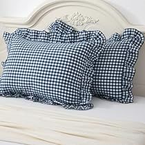 Farmhouse Decorative Pillows, King Size Pillow Shams, Daybed Cover Sets, Ruffle Pillow, Plaid Pillow Covers, King Size Pillows, Plaid Pillow, Ruffles Fashion, Stylish Beds