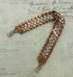 Linda's Crafty Inspirations: Bracelet of the Day - Half Tila Herringbone - Bronze & Grey Beaded Crafts, Bracelet Tutorial, Pendant Rings, Bead Designs, Chain Pendants, Beaded Bracelet, Women's Style, Herringbone, Wrap Bracelet