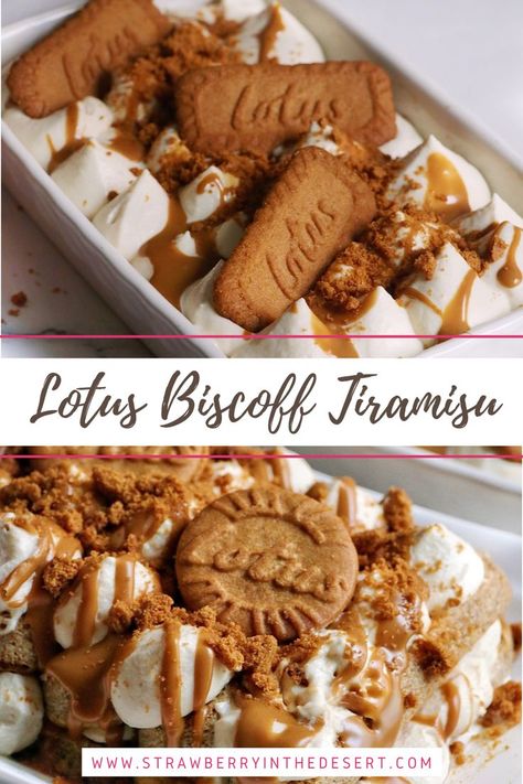 Lotus Desert, Lotus Biscoff Tiramisu, Lotus Biscoff Dessert, Bisquit Recipes, Lotus Dessert, Biscoff Tiramisu, Non Dairy Desserts, Classic Tiramisu, Biscoff Recipes