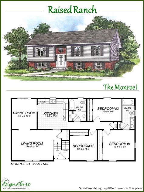 Can A Raised Ranch Home Become A Traditional Home? | Laurel Home Elevated House Plans, Ranch House Floor Plans, Raised Ranch Remodel, Brick House Plans, Raised Ranch, Raised House, Unique House Plans, Floor Plans Ranch, Ranch Remodel