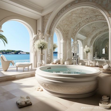 Luxury Mediterranean Homes, Adams Homes, Rustic Bathroom Designs, Bathtub Design, House Arch Design, H Design, Dream Life House, Bathroom Design Luxury, Luxury Homes Interior