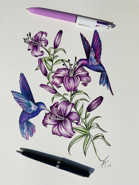 Flower Pen Art, Flower Butterfly Drawing, Colored Pens Drawing, Biro Art, Butterfly Sketch, Ballpoint Pen Art, Flower Tattoo Drawings, Whimsical Art Journal, Pen Art Work