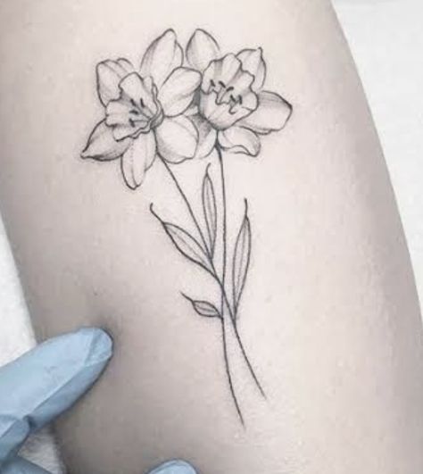 Jonquils Tattoo, Jonquil Flower Tattoo, Dainty Daffodil Tattoo, Tattoo Mom, Hannya Mask Tattoo, Daffodil Tattoo, Hannya Mask, Chic Tattoo, Beautiful Flower Tattoos