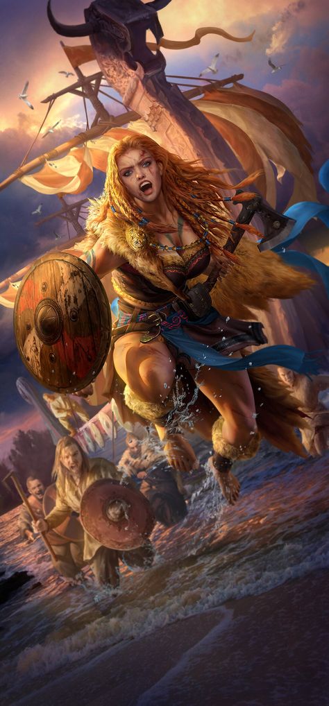 ArtStation - Vikingard Viking Pictures, Viking Warrior Woman, Arte Viking, Viking Character, Games Mobile, Medieval Artwork, Female Character Concept, Viking Art, Game Concept Art