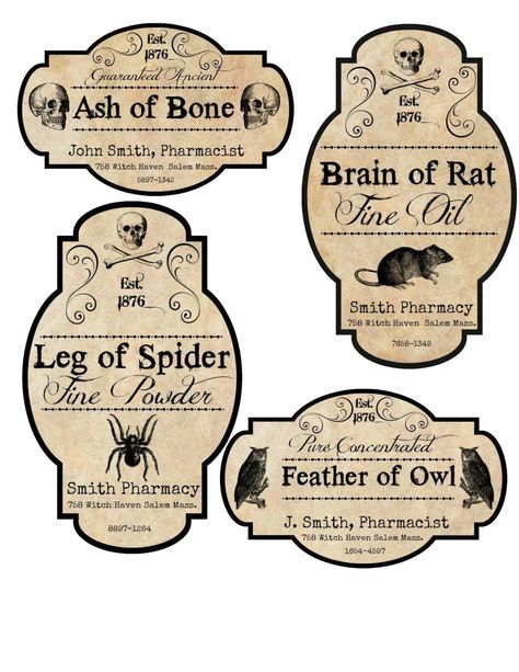 Halloween-Apothecary-Jar-Labels.pdf Spooky Apothecary, Halloween Labels Printable, Halloween Apothecary Jars, Halloween Apothecary Labels, Spooky Dinner, Imprimibles Harry Potter, Halloween Potion Bottles, Halloween Apothecary, Silver Spray