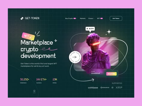 NFT Landing Page Header - sadekud by Sadek Hossen Nft Landing Pages, Hero Web Design, Nft Website, Webpage Layout, Landing Page Ui, Nft Design, Header Design, Professional Web Design, Webpage Design