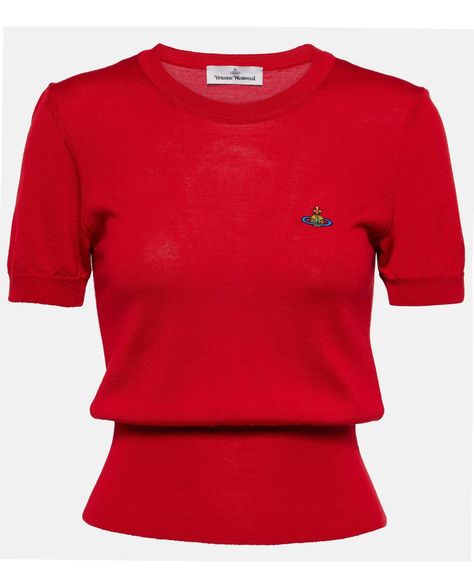 Vivienne Westwood Bea Wool Blend Top Vivienne Westwood Clothes, Vivienne Westwood Top, Vivienne Westwood Shop, Vivienne Westwood Tops, Looks Chic, Van Cleef Arpels, Knitted Tshirt, Logo Embroidery, Looks Vintage