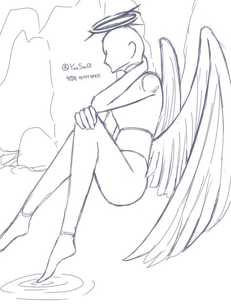 Body Base Holding Phone, Long Hair Base Drawing, Folded Wings Drawing, Angel Body Base, Holding Staff Pose Reference Drawing, Angel Pose Reference Drawing, King Pose Reference, Angel Base Drawing, Demon Pose Reference