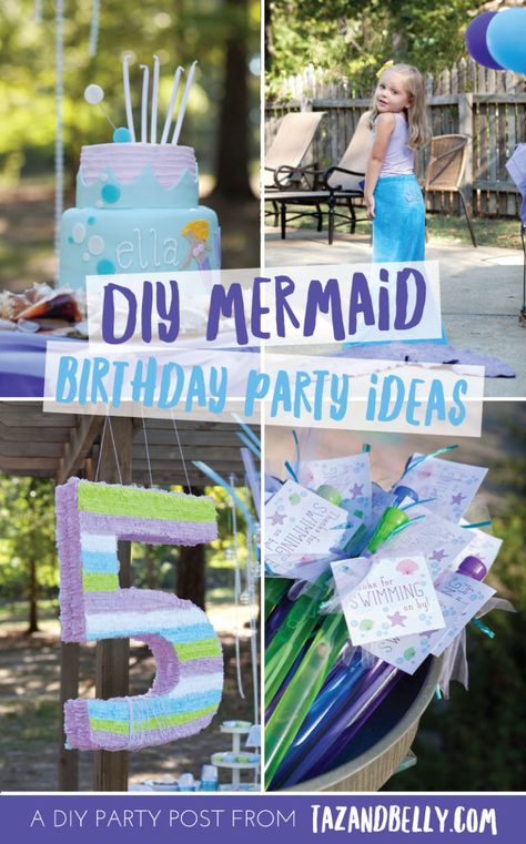 DIY Mermaid Birthday Party - Taz and Belly Mermaid Birthday Party Decorations Diy, Diy Mermaid Birthday Party, Mermaid Birthday Party Ideas, Mermaid Pirate Party, Mermaid Pool Parties, Diy Mermaid, Sixth Birthday, Mermaid Birthday Party Decorations, Mermaid Theme Birthday Party