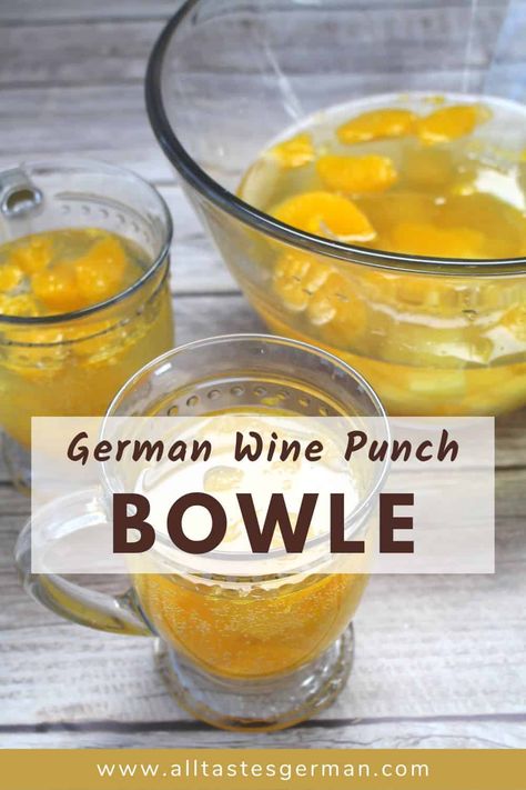 Bowle German Wine Punch - All Tastes German German Punch Recipe, German Alcoholic Drinks, Oktoberfest Wine, Fruity Summer Drinks, Bunco Themes, Wine Punch, Swiss Cuisine, German Food Authentic, German Wine