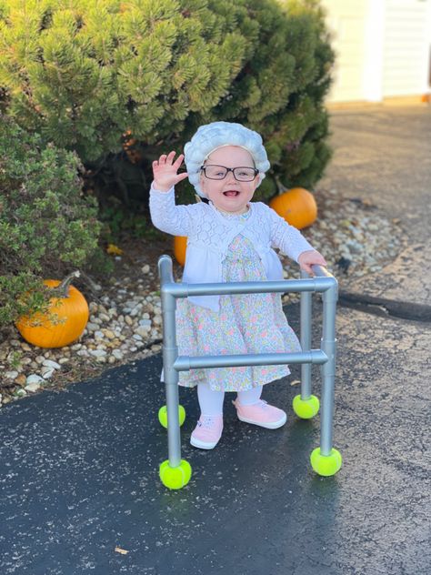 Clever Toddler Halloween Costumes, Two Year Old Halloween Costume, Homemade Toddler Halloween Costumes, 12 Month Old Halloween Costume Girl, Family Costumes With Baby And Toddler, Halloween Costumes 1 Year Girl, One Year Old Girl Halloween Costume, Toddler Old Lady Costume, Halloween Costume One Year Old