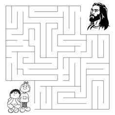 Let the children come to me maze - Google Search The Great Commission Craft, Etching Mirror, Kindergarten Sunday School, Manna From Heaven, Bible Crafts Sunday School, The Great Commission, Bible Worksheets, Great Commission, Childrens Sermons