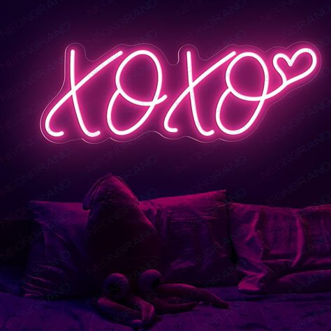 #NeonLightSigns #BrightIdeas #NeonSigns #BrightIdeas Xoxo Led Sign, Neon Love Signs, Neon Sign In Room, Cute Kisses And Hugs, Cute Led Signs, Led Light Quotes, Xoxo Decorations, Love Yourself Neon Sign, Xoxo Wallpapers