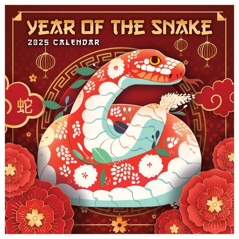 2025 is the Year of The Snake! Our 2025 wall calendar features traditional art by Hallmark artists made to celebrate the snake's determination, wisdom, and courage in celebration of the Lunar New Year - one of the most celebrated and important holidays in the world! Measuring 12” x 12” (12" x 24" open) this wall calendar includes beautiful illustrations with monthly calendar grids and a bonus 4-month view of January 2026 - April 2026. Printed on premium matte paper that works great with either a Lunar New Year Illustration, Year Of Snake, Hong Pao, Snake Illustration, Lunar Year, Snake Art, Year Of The Snake, New Years Poster, Online Calendar