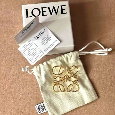 Loewe brooch - gold Loewe Brooch Outfit, Loewe Brooch, Loewe Jewelry, Shirt Dress Street Style, June Inspiration, Jewelry Photography Styling, Photography Styling, Jewelry Photography, Metal Pins