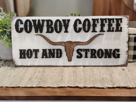 Country Bar Decor, Western Coffee Table Decor, Punchy Decor, Western Coffee Bar, Western Kitchen Ideas, Cowboy Kitchen, Rustic Coffee Bar, Western Kitchen Decor, Cowboys Bar