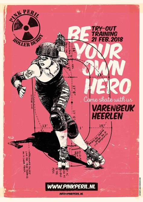 Pink Peril Roller Derby #beyourownhero Roller Derby Recruitment, Roller Derby Aesthetic, Roller Derby Fresh Meat, Roller Derby Costume, Roller Derby Art, Monochrome Posters, Roller Derby Girls, Derby Ideas, Derby Girl