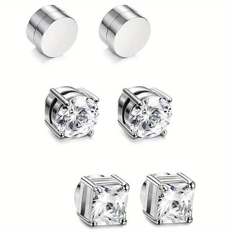 1/3Pairs 6MM Crystal Magnetic No-Pierce Stainless Steel Stud Earrings for Men Punk Zircon Magnet Earrings Non Piercing Jewelry We ship ✈️ Worldwide 🌎 to any country in the world #meekystore #meekystoreinternational #ecommerce #onlineshopping #freeshipping #fastshipping #shopandsave #fyp Magnet Earrings, Stainless Steel Earrings Studs, Hip Hop Street Style, Earring For Men, Stud Earrings For Men, Magnetic Earrings, Earrings For Men, Earring Studs, Fashion Jewelry Earrings