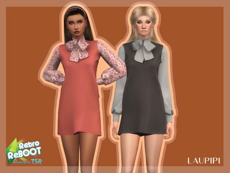 Sims 4 Downloads Retro Kids Clothes, Sims 4 Decades Challenge, 1960s Outfits, Retro Pants, Sims 4 Dresses, 1960's Dress, Sims 4 Cc Finds, Sims 4 Clothing, Sims Mods