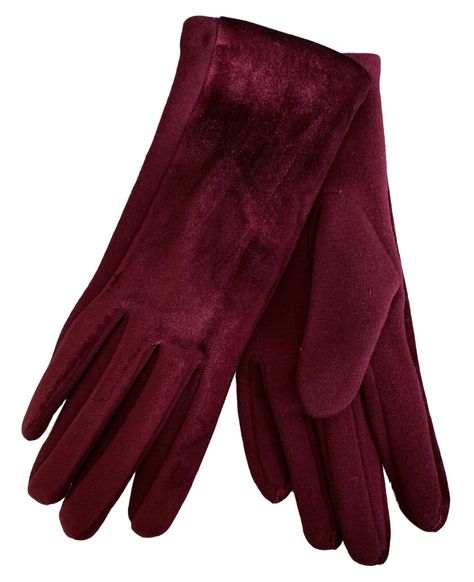 Ladies burgundy coloured gloves, velvet style fabric to the top and cotton blend fabric to the other side  £8.99 with Free UK Delivery  Excellent quality, soft fleecy style lining.  One size. Colorful Gloves, Fancy Gloves, Gloves Aesthetic, Reign Fashion, Velvet Gloves, Velvet Style, Fashion Gloves, Red Gloves, Gloves Fashion