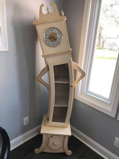 A Whimsical Grandfather Clock With a Sassy Stance Rooms Decoration, Thrifted Home, Unusual Furniture, Thrifted Home Decor, Whimsical Furniture, Dekor Diy, Thrift Store Crafts, Deco Originale, Grandfather Clock