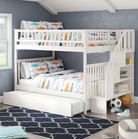 27 Fun Bunk Beds for Kids Idea Bilik Tidur, Reka Bentuk Bilik Tidur, Bunk Bed Rooms, Bunk Beds With Drawers, Hiasan Bilik Tidur, Cool Bunk Beds, Bunk Beds With Stairs, Bunk Bed Designs, Space Bedding