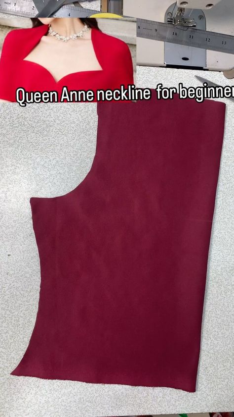 OPEYEMI OTUBU | LEARN A NEW HACK!!! For our beginners ,here is an easy way you can cut your Queen Anne neckline, commonly called sweetheart neckline ❤️❤️ | Instagram Queen Anne Neckline Dress, Queen Anne Neckline, Bodice Pattern, Neckline Dress, Queen Anne, Sweetheart Neckline, Sewing Patterns, Bodice, Queen