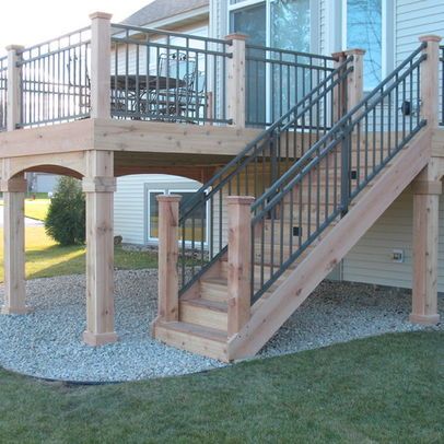 Porch Deck Design Ideas, Pictures, Remodel, and Decor - page 110 Porches Ideas, Deck Pergola, Under Deck, Deck Remodel, Deck Railing Design, Cedar Deck, Deck Stairs, Backyard Diy, Backyard Pergola