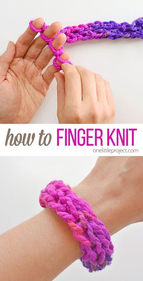 How To Finger Knit, Easy Craft For Kids, Finger Knitting Projects, Finger Knit, Yarn Crafts For Kids, Easy Yarn Crafts, Crochet Blanket Pattern Easy, Easy Knitting Projects, Easy Crochet Blanket