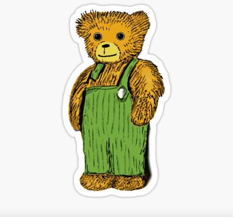 #redbubble #redbubblestickers #cheap #fun #free #cute #pretty #colorful #creative #smallbusiness #digitalart #follow #trendy #tiktok #stickers #art #artist #aesthetic #corduroy #childhood #nostalgic #bear #drawing #green #brown #adorable #button #white #precious #sad #happy #book #movie #dvd #corduroybear Corduroy Bear, Childrens Tv, Bear Sticker, Red Bubble Stickers, Kids Lunch Bags, Cat Quotes Funny, Disney Concept Art, Vintage Teddy Bears, Cat Quotes