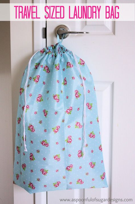 Laundry Bags Diy, Drawstring Bag Tutorials, Drawstring Bag Pattern, A Spoonful Of Sugar, Travel Laundry Bag, Pajama Bag, Craft Board, Pouch Tutorial, Neck Pillow Travel