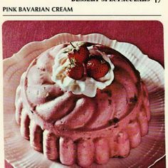 Pink Bavarian Cream Jello @keyingredient Betty Crocker Recipe Card Library, Betty Crocker Recipe Cards, Lemon Jello, Bavarian Cream, Eclair Cake, Betty Crocker Recipes, Ginger Biscuits, Jello Salad, Jello Recipes