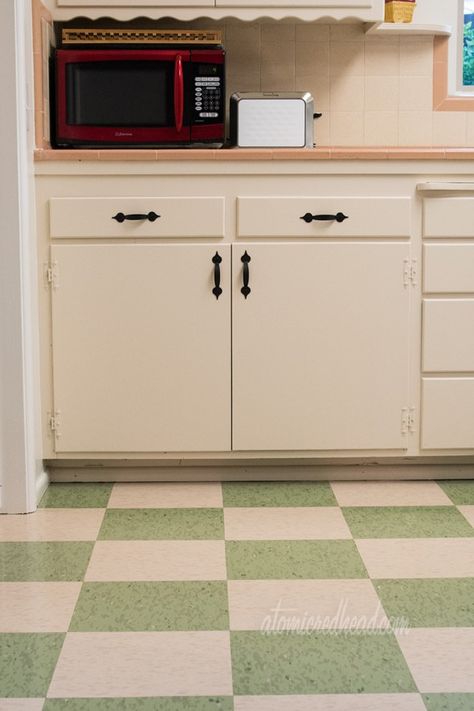 Our 1954 Home: Floors | Atomic Redhead 1950s Linoleum Flooring, 1950s Kitchen Floor, 1950s Flooring, Retro Kitchen Ideas 1950s, 1950s Moodboard, Retro Flooring, 1950’s Kitchen, 1950 Kitchen, Home Floors