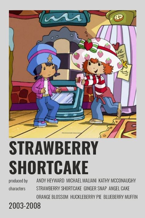 Cartoon Posters Minimalist, Cartoon Shows To Watch, Cake Poster, Old Kids Shows, Movie Character Posters, Shortcake Cake, Old Cartoon Shows, Strawberry Shortcake Cake, Iconic Movie Posters