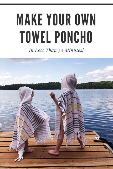 Towel Poncho | DIY | Beginner Sewing | Easy Pattern | Beach Towel | Hooded Towel | Sew Your Own | 30 Minute Craft | Quick Sewing Project | Turkish Towel | Diy Towel Poncho For Kids, Diy Hooded Towel Poncho, Hooded Beach Towels For Kids Diy, Beach Towel Poncho Diy, Kids Towel Poncho, Towel Cover Up Diy, Baby Poncho Pattern Sewing, Towel Poncho Pattern, Diy Towel Poncho