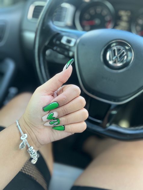 #nails #greennails #cartoonnails #cartoon #stickerdesign #nails #naildesign #nailart #heart Green Comic Nails, Green Cartoon Nails, Clover Nails, Green And Black Nails, Comic Nails, Green Cartoon, Cartoon Nails, Green Nails, Green And Black