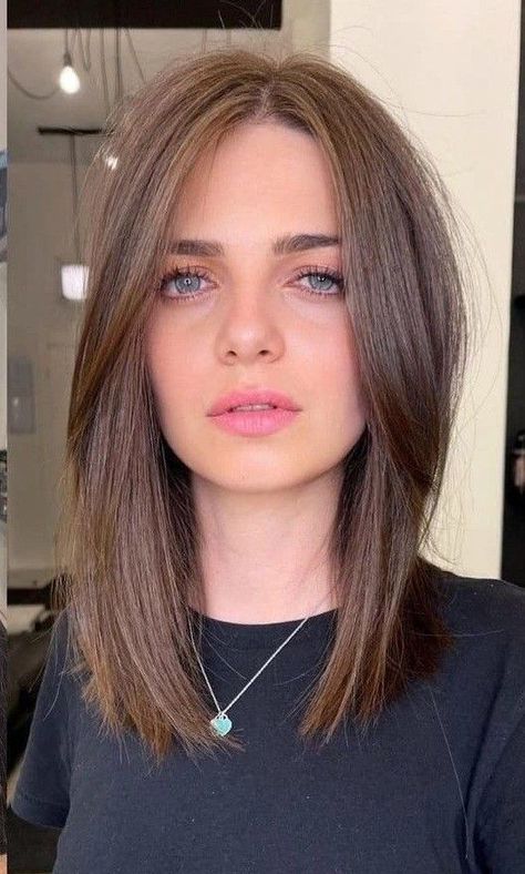 Forward Growing Hairstyles, Face Framing Layers Shoulder Length Curtain Bangs, Manon Mathews Hair, Kristin Cavallari Hair Straight, Haircut For Midsize Women, Hair Cut2024, Layered Hair Medium Straight Shoulder Length With Curtain Bangs, 2024 Hair Trends For Women Fine Hair, Curtain Bangs For Thinner Hair