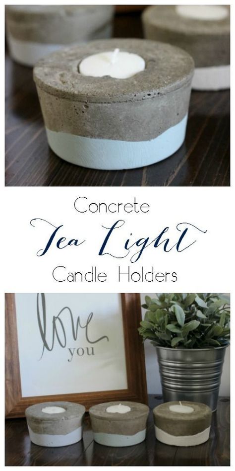 Concrete Tea Light Candle Holders Room Accessories Diy, Craft Room Lighting, Concrete Candle Holders, Tea Light Candle Holders, Concrete Light, Concrete Candle, Diy Candle Holders, Diy Candle, Concrete Crafts