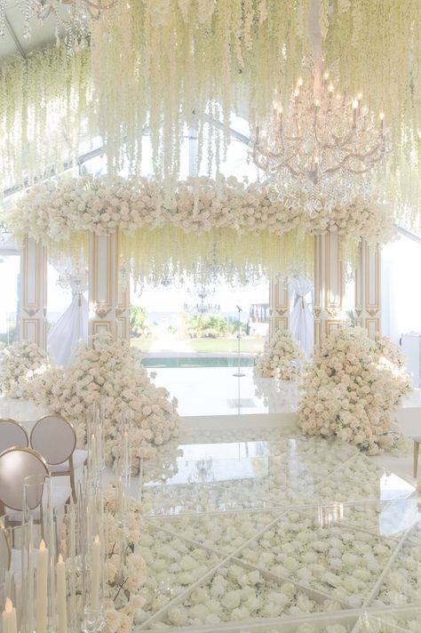 White wedding weddings whitewedding decor decoration decorations weddingbackdrop backdrop weddingdecor weddinginspo inspo inspiration weddinginspiration gameofthrones white whitewedding florals flowers Upscale Wedding Decor, Elegant Wedding Colors, Pastel Wedding Theme, Renew Vows, Wedding Chuppah, Ceremony Outdoor, Dream Wedding Reception, Church Wedding Decorations, Wedding Stage Design