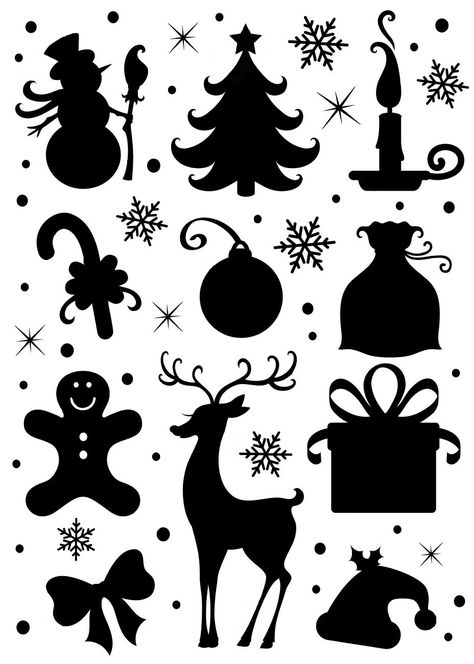 Christmas Silhouette, Christmas Stencils, Silhouette Christmas, Christmas Icons, Photo Christmas, Banner Printing, Noel Christmas, Christmas Illustration, Free Vectors