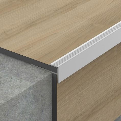 Prostep G/705/F is an aluminium profile designed by Profilpas for  stairs covered with bonded LVT (Luxury Vinyl Tile), to be installed at the same time as the covering is laid. Along with the other items in the Prostep and Protect range, this product is part of a full range of solutions and… Stairs Covering, Aluminium Profile, Skirting Boards, Entrance Mat, Luxury Vinyl Tile, Vinyl Tile, Types Of Flooring, Shower Systems, Profile Design