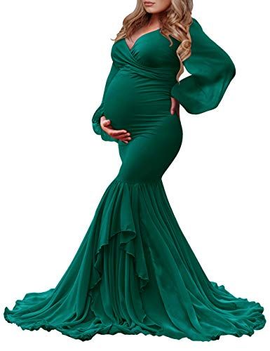 Green Maternity Dress Photoshoot, Emerald Green Maternity Dress, Mermaid Maternity Dress, Green Maternity Dresses, Dresses From Amazon, Dress For Photoshoot, Maternity Dresses For Baby Shower, Long Sleeve Maternity Dress, Pregnancy Dress