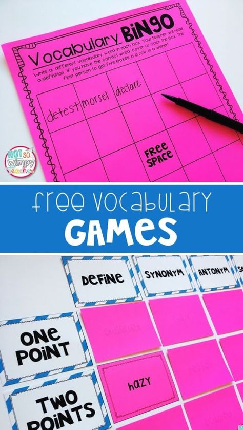 These free vocabulary games are a great way to review words with the whole class or in centers! Vocabulary Strategies, Vocabulary Instruction, Teaching Vocabulary, Vocabulary Lessons, 4th Grade Reading, Vocabulary Games, 3rd Grade Reading, Reading Centers, Vocabulary Activities