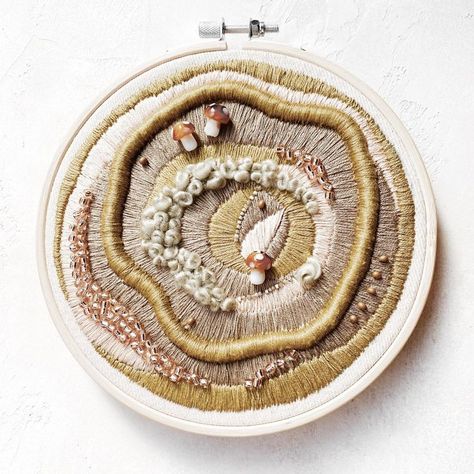 6" modern embroidery hoop | $125 Serpent Mound, Texture Embroidery, Textile Embroidery, Abstract Embroidery, Textile Art Embroidery, Contemporary Embroidery, Embroidered Art, Duck Canvas, Hand Embroidery Art